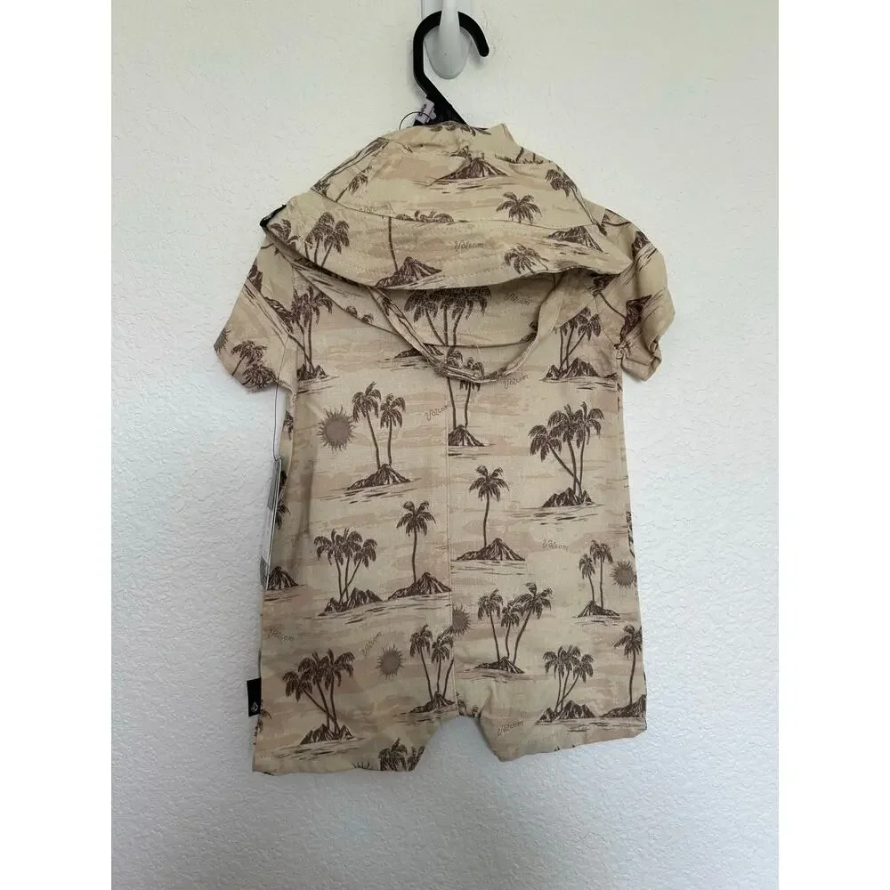 Volcom Tropical Vacation Romper and Bucket Hat Set - 6/9M